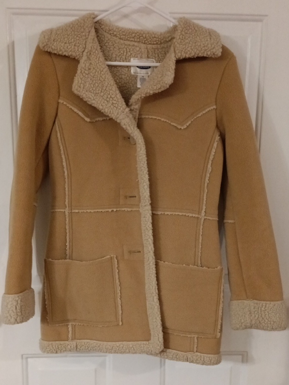 Old Navy Camel Shearling-Trim Pea Coat